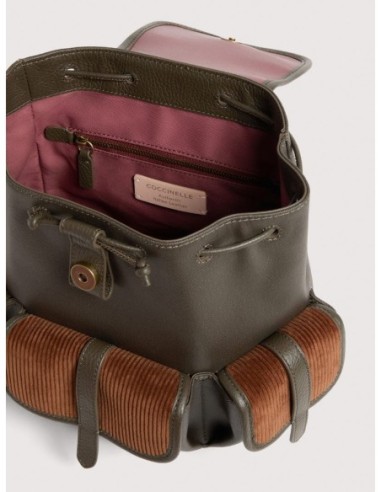 Zaino in tessuto cerato e pelle Coccinelle Mavery Pocket Medium – Fango/Cognac - foto 3