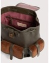 Zaino in tessuto cerato e pelle Coccinelle Mavery Pocket Medium – Fango/Cognac
