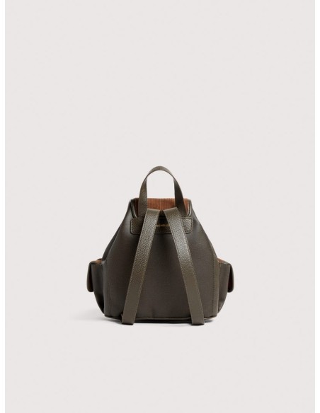 Zaino in tessuto cerato e pelle Coccinelle Mavery Pocket Medium – Fango/Cognac - foto 4
