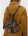 Zaino in tessuto cerato e pelle Coccinelle Mavery Pocket Medium – Fango/Cognac