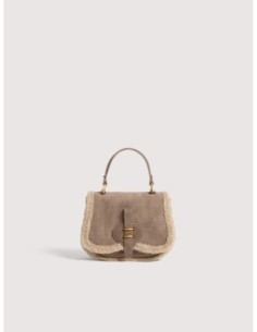 Minibag in camoscio ed ecopelliccia Coccinelle Mavery Mini – Warm Taupe - foto 1