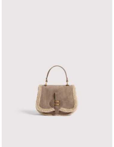 Minibag in camoscio ed ecopelliccia Coccinelle Mavery Mini – Warm Taupe - foto 1