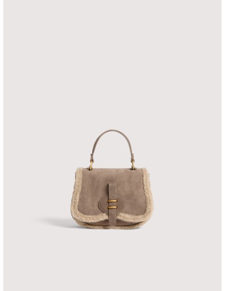 Minibag in camoscio ed ecopelliccia Coccinelle Mavery Mini – Warm Taupe - foto 1
