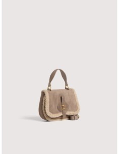 Minibag in camoscio ed ecopelliccia Coccinelle Mavery Mini – Warm Taupe - foto 1 2