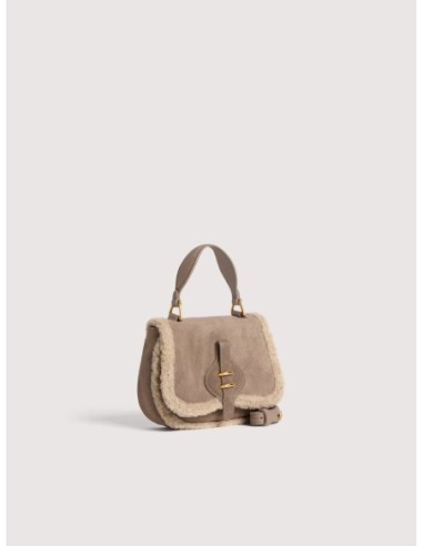 Minibag in camoscio ed ecopelliccia Coccinelle Mavery Mini – Warm Taupe - foto 2