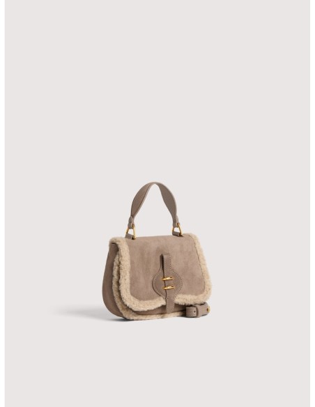 Minibag in camoscio ed ecopelliccia Coccinelle Mavery Mini – Warm Taupe - foto 2