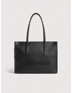 Borsa shopping in pelle con grana Coccinelle Myrtha26 Medium – Noir - foto 1