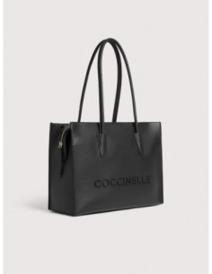 Borsa shopping in pelle con grana Coccinelle Myrtha26 Medium – Noir - foto 1 2