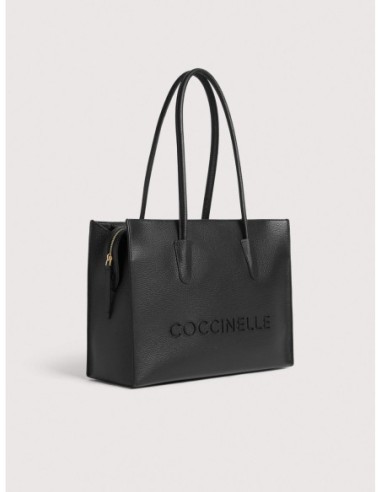 Borsa shopping in pelle con grana Coccinelle Myrtha26 Medium – Noir - foto 2
