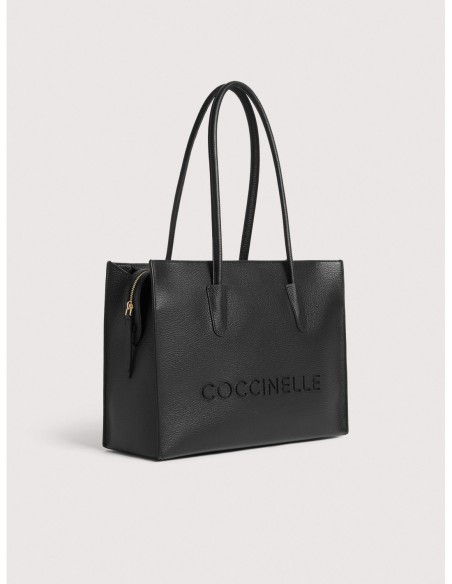 Borsa shopping in pelle con grana Coccinelle Myrtha26 Medium – Noir - foto 2