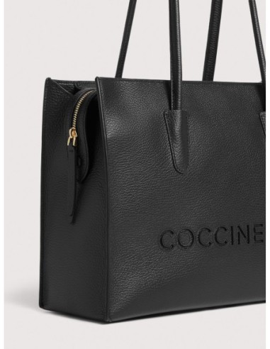 Borsa shopping in pelle con grana Coccinelle Myrtha26 Medium – Noir - foto 4