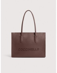 Borsa shopping in pelle con grana Coccinelle Myrtha26 Medium – Berry - foto 1