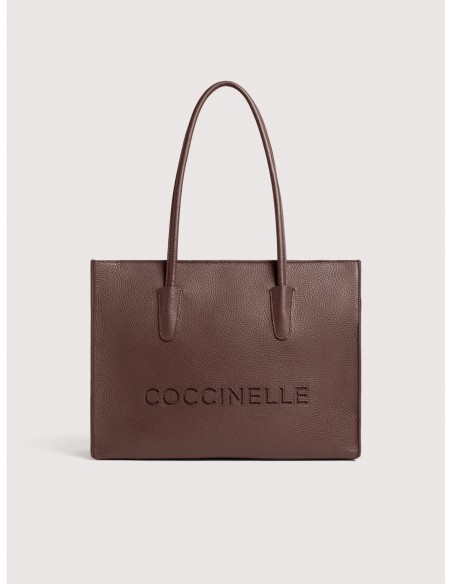 Borsa shopping in pelle con grana Coccinelle Myrtha26 Medium – Berry - foto 1
