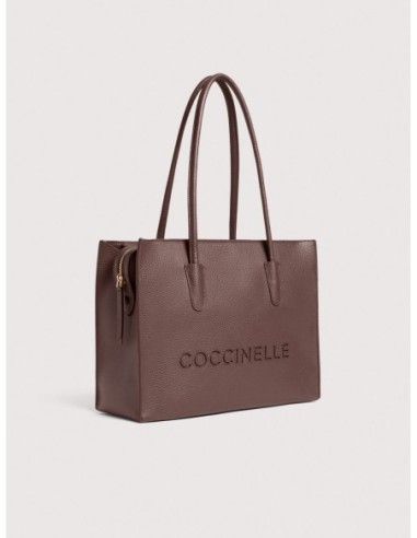 Borsa shopping in pelle con grana Coccinelle Myrtha26 Medium – Berry - foto 2