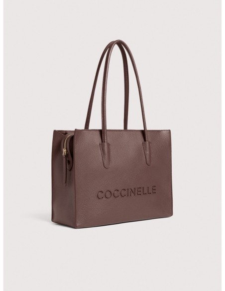 Borsa shopping in pelle con grana Coccinelle Myrtha26 Medium – Berry - foto 2