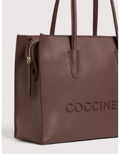 Borsa shopping in pelle con grana Coccinelle Myrtha26 Medium – Berry - foto 4