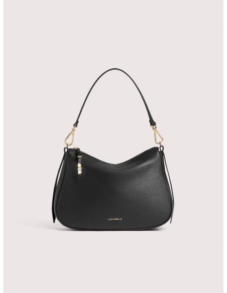 Borsa hobo in pelle con grana Coccinelle Nory Small – Noir - foto 1