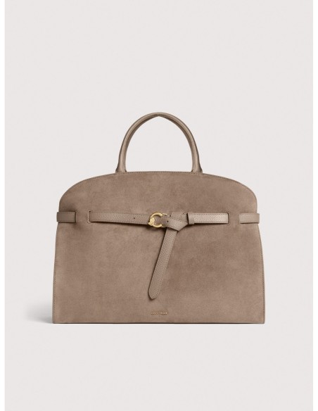 Borsa a mano porta pc in camoscio Coccinelle Sabine Large – Warm Taupe - foto 1