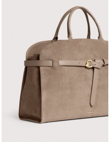 Borsa a mano porta pc in camoscio Coccinelle Sabine Large – Warm Taupe - foto 4