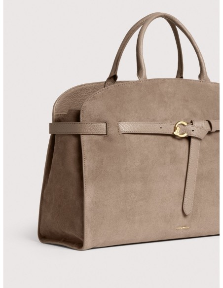 Borsa a mano porta pc in camoscio Coccinelle Sabine Large – Warm Taupe - foto 4
