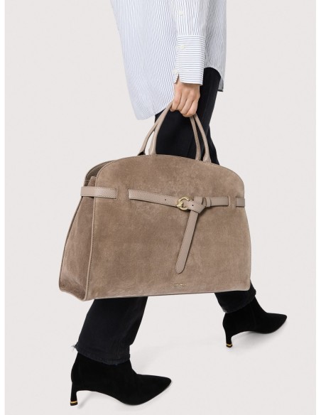Borsa a mano porta pc in camoscio Coccinelle Sabine Large – Warm Taupe - foto 5