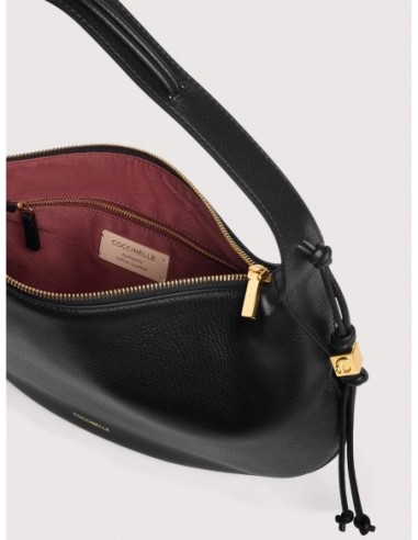 Borsa a spalla in pelle con grana Coccinelle Thess Medium – Noir - foto 3