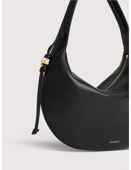 Borsa a spalla in pelle con grana Coccinelle Thess Medium – Noir - foto 4