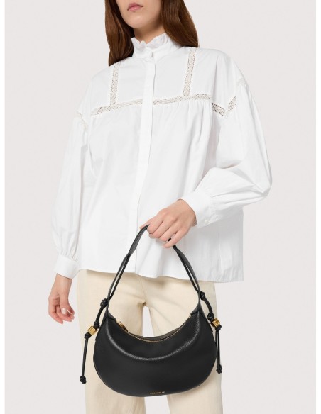 Borsa a spalla in pelle con grana Coccinelle Thess Small – Noir - foto 5