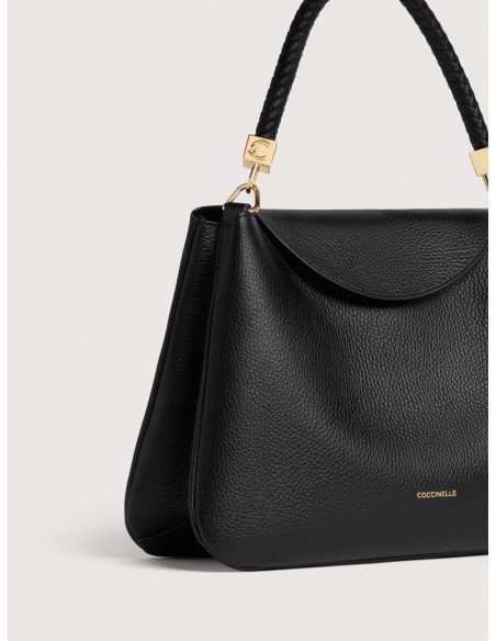 Borsa a mano in pelle con grana Coccinelle Tiggy Medium – Noir - foto 4