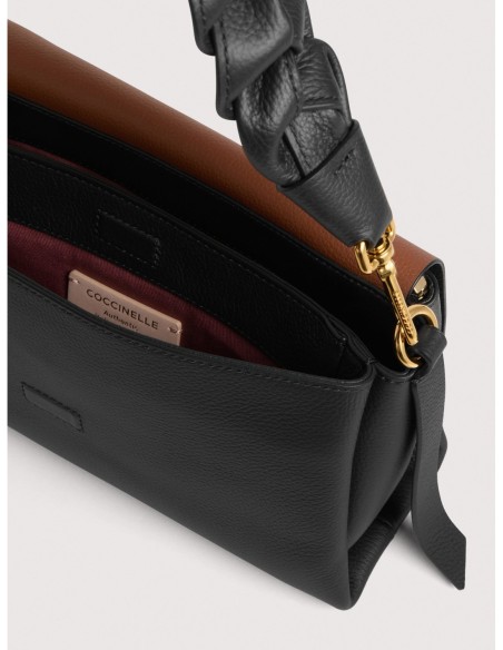 Borsa a spalla in pelle double Coccinelle Boheme Small – Noir/Cognac - foto 3