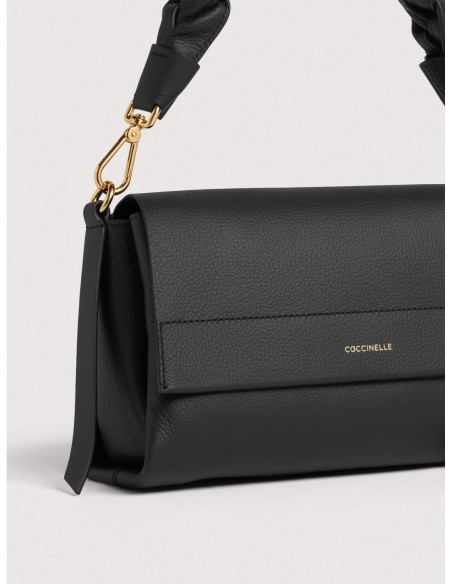 Borsa a spalla in pelle double Coccinelle Boheme Small – Noir/Cognac - foto 4