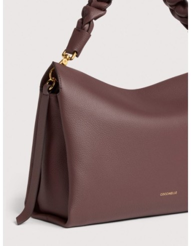 Borsa a spalla in pelle double Coccinelle Boheme Medium – Berry/Winter Rose - foto 4