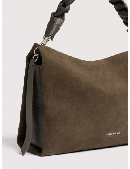 Borsa a spalla in camoscio Coccinelle Boheme Medium – Fango - foto 4