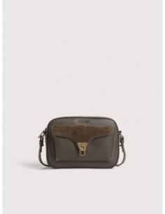 Camera bag in pelle camoscio e tessuto cerato Coccinelle Beat Small – Fango - foto 1