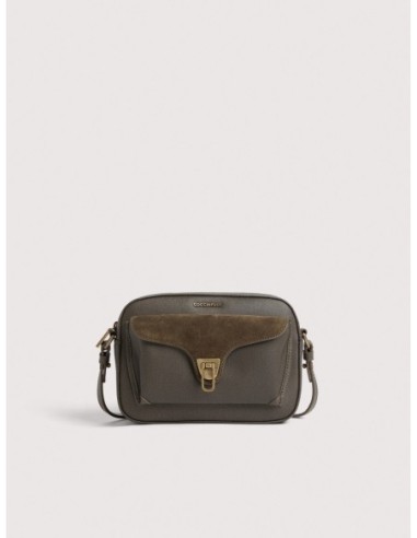 Camera bag in pelle camoscio e tessuto cerato Coccinelle Beat Small – Fango - foto 1