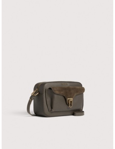 Camera bag in pelle camoscio e tessuto cerato Coccinelle Beat Small – Fango - foto 2