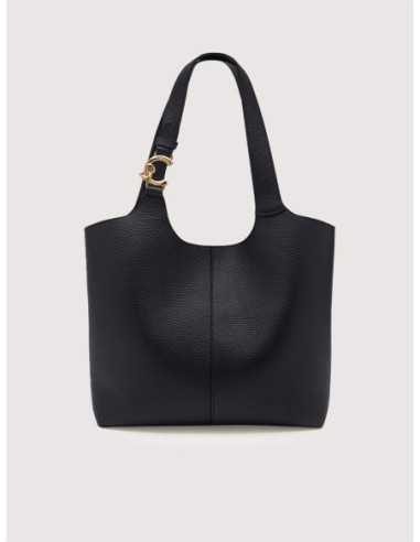Borsa shopping in pelle con grana Coccinelle C-Easy Large – Noir - foto 1