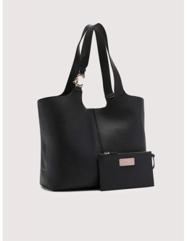 Borsa shopping in pelle con grana Coccinelle C-Easy Large – Noir - foto 2
