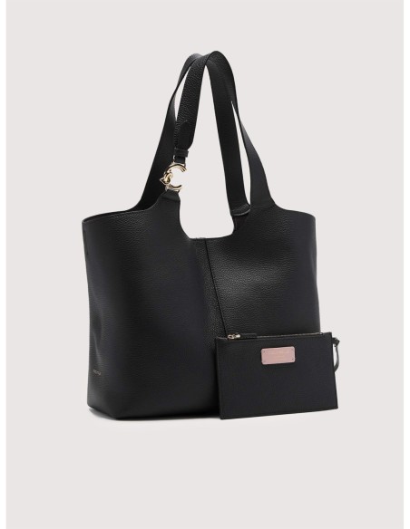 Borsa shopping in pelle con grana Coccinelle C-Easy Large – Noir - foto 2