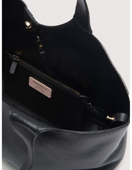 Borsa shopping in pelle con grana Coccinelle C-Easy Large – Noir - foto 3
