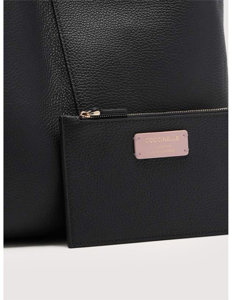 Borsa shopping in pelle con grana Coccinelle C-Easy Large – Noir - foto 4
