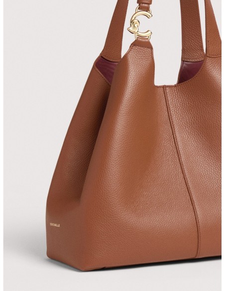 Borsa shopping in pelle con grana Coccinelle C-Easy Large – Cognac - foto 4