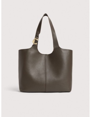 Borsa shopping in pelle con grana Coccinelle C-Easy Large – Fango - foto 1