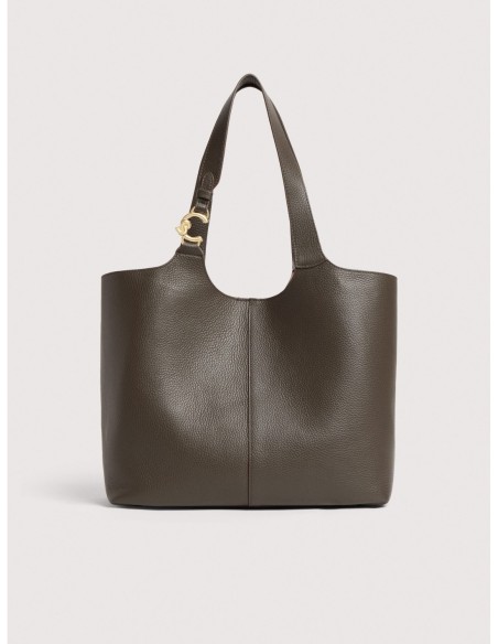 Borsa shopping in pelle con grana Coccinelle C-Easy Large – Fango - foto 1