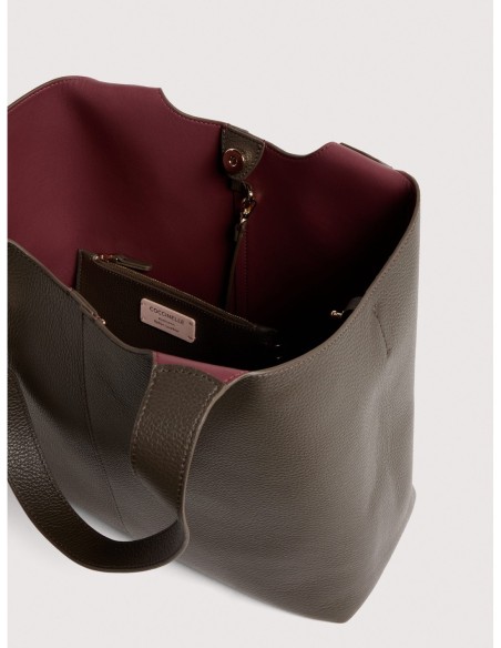 Borsa shopping in pelle con grana Coccinelle C-Easy Large – Fango - foto 3
