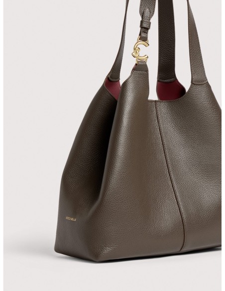 Borsa shopping in pelle con grana Coccinelle C-Easy Large – Fango - foto 4