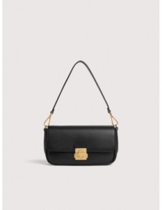 Borsa baguette in pelle con grana Coccinelle C-Me Lock Medium – Noir - foto 1