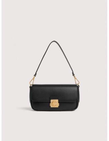 Borsa baguette in pelle con grana Coccinelle C-Me Lock Medium – Noir - foto 1