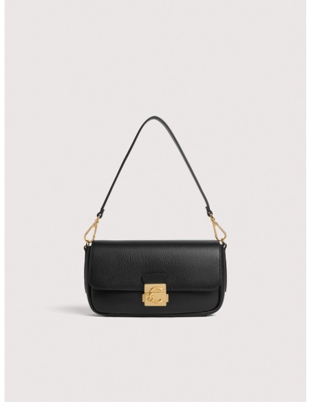 Borsa baguette in pelle con grana Coccinelle C-Me Lock Medium – Noir - foto 1