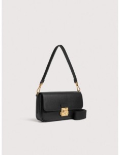 Borsa baguette in pelle con grana Coccinelle C-Me Lock Medium – Noir - foto 1 2